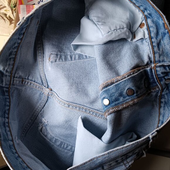 trashed Vintage Levi's 501 Jeans 38x30 Fit Mens 1990's Sky Fade Mexico Buttonfly - Picture 8 of 10